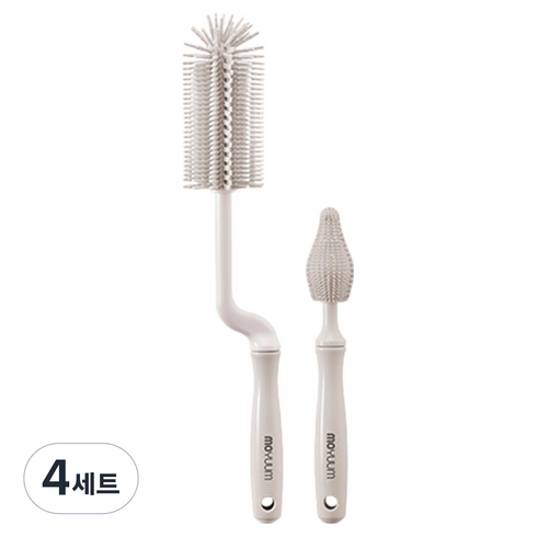 모윰 실리콘 젖병솔 2종 세트, 4세트, 스노우 화이트