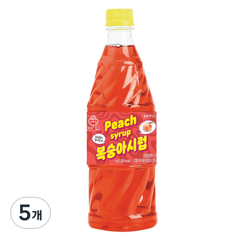 오뚜기 [B2B] 오 쉐프 복숭아시럽, 5개, 1kg