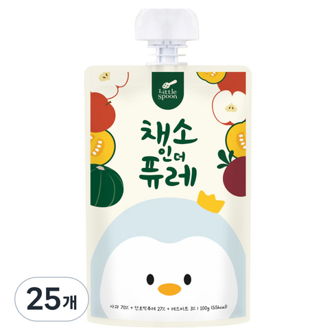 리틀스푼 채소인더퓨레, 혼합맛(사과/단호박/비트), 25개, 100g