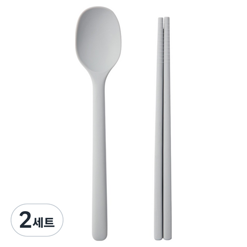 이지실리 유아동 스퀘어 실리콘 디저트 수저세트, 연그레이, 2세트, 숟가락 + 젓가락