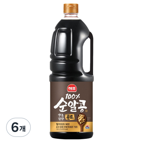 해표 순알콩 양조간장 골드, 6개, 1.8L