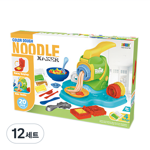 보와 국수 만들기 도우 점토놀이 플레이, 혼합색상, 1kg, 12세트
