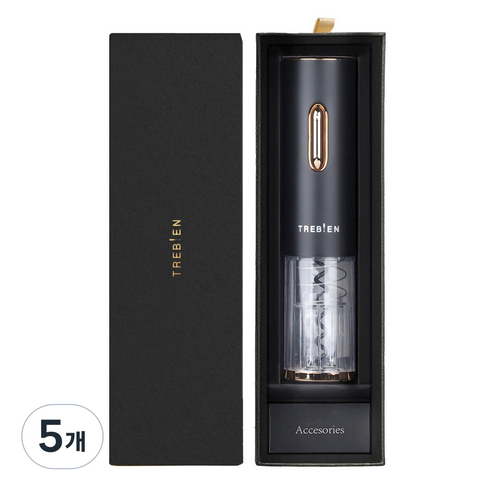 트레비앙 충전식 전동 와인 오프너 T-1000, 스모키블랙, 5개