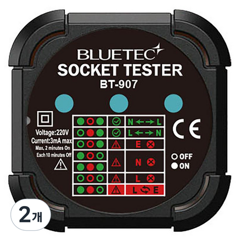 블루텍 콘센트접지확인시험기 BT-907 C4065856, 2개