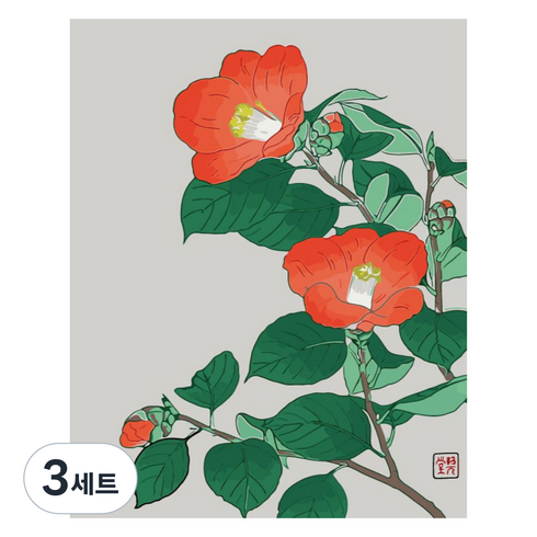 모모픽스페인팅 DIY 명화 그리기 세트 40 x 50 cm, I44 동백꽃, 3세트