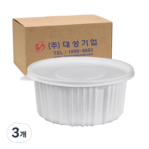 쿡앤락 성형 원형탕 중 2.3L 백색 세트, 100개, 3개