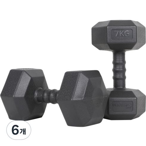 아이워너 맨즈 육각아령 블랙, 7kg, 6개
