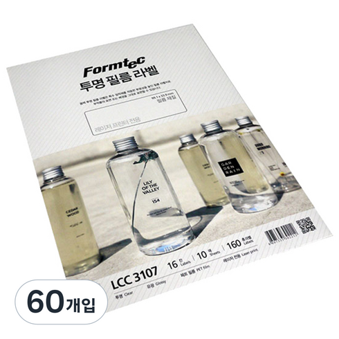 폼텍 전산 투명 필름 라벨지 99.1 x 33.9 mm LCC-3107, 16칸, 60개