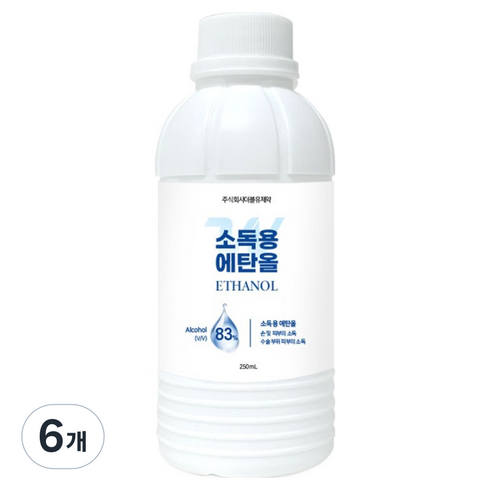 더블유제약 소독용 에탄올, 6개, 250ml