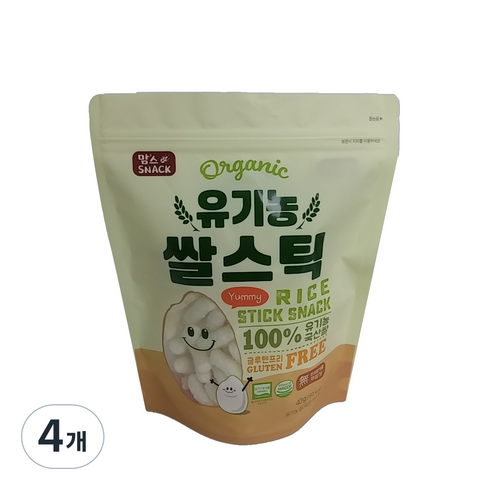 청오건강 유기농 쌀스틱, 쌀맛, 4개, 40g