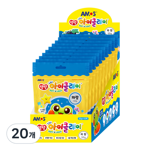 아모스 탱탱 아이 클레이 파우치 10p, 파랑, 50g, 20개
