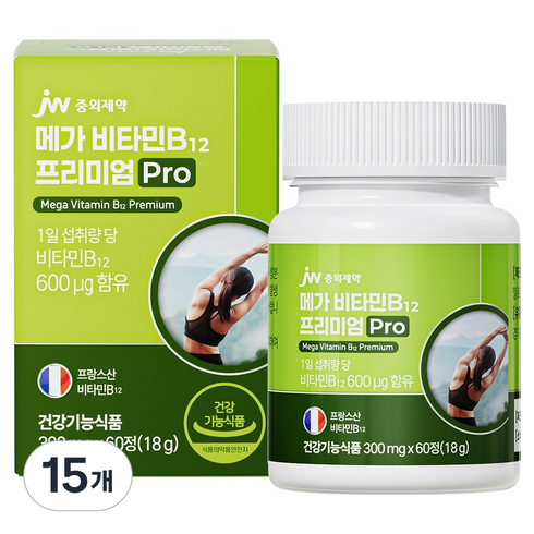 JW중외제약 메가 비타민B 12 프리미엄 Pro 18g, 15개, 60정