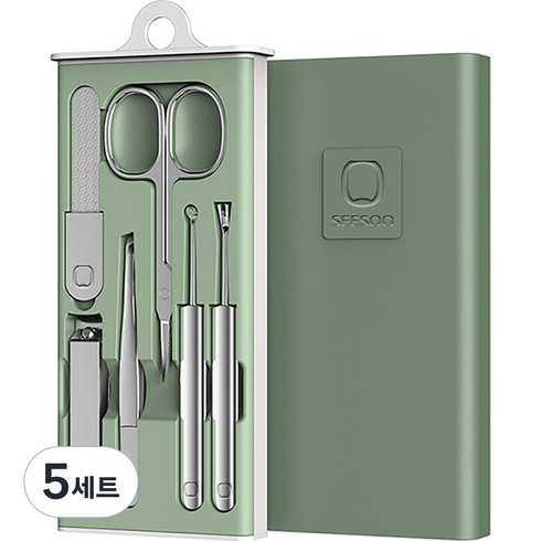 리마 가정용 손톱깎이 귀이개 6종 세트, 그린, 5세트