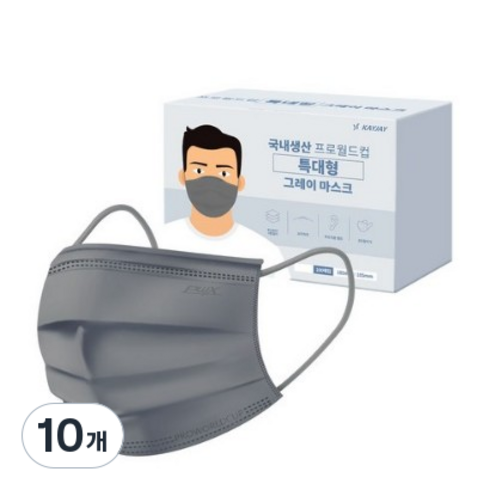 프로월드컵 특대형 마스크, 100개입, 10개, 그레이