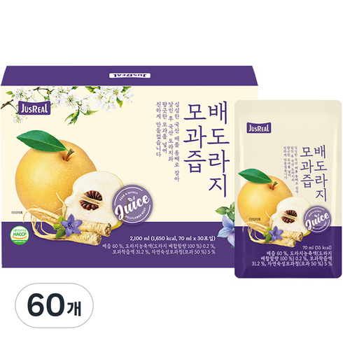 저스리얼 배도라지모과즙, 70ml, 60개
