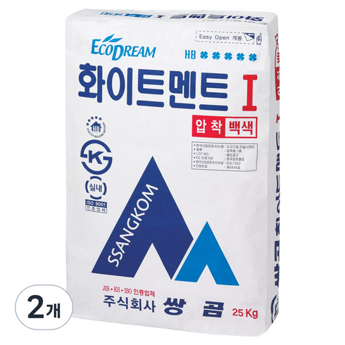 쌍곰 화이트멘트 1 압착백색 25kg, 2개
