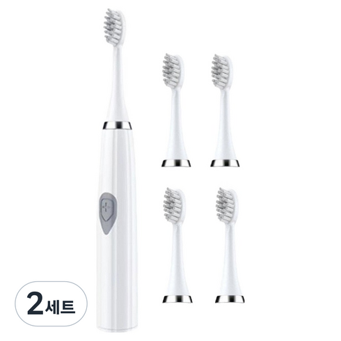 안이네 스마트 배터리전용 전동칫솔 + 칫솔모 4p 세트, 화이트, 2세트