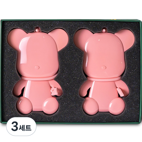 뉴베너 토이베어 골프 낚시 여행 네임택 2p + 선물패키지 세트, 핑크, 3세트
