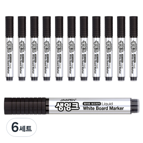 자바펜 생잉크 화이트 보드마카, 흑색, 72개