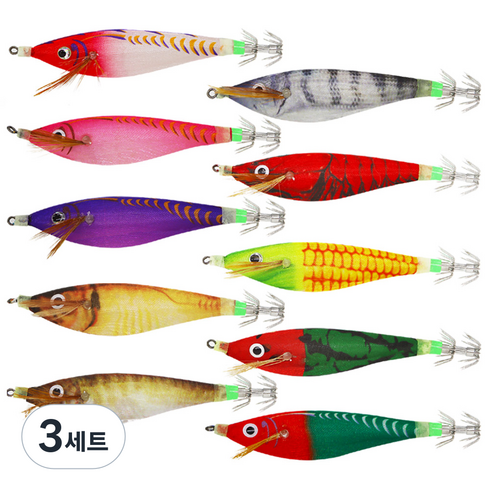 로얄피쉬 수평 드롭 에기 C타입 혼합 10p, 120g, 3세트