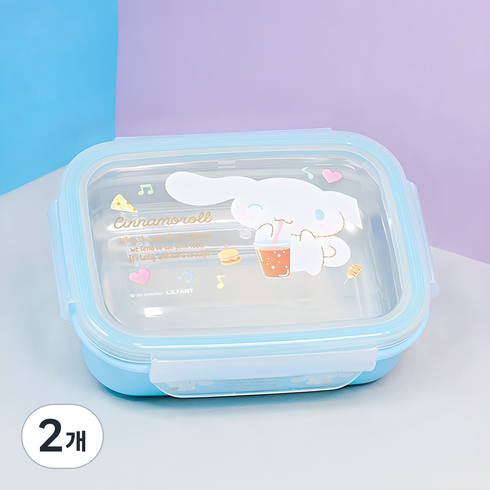 릴팡 밀폐 사각스텐 1단 유아동도시락, 시나모롤, 2개