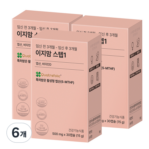 이지맘 스텝1 엽산 비타민D, 30정, 6개