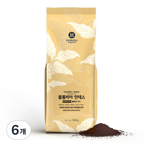 맥널티커피 콜롬비아 안데스 싱글 오리진 분쇄 원두 커피, 에스프레소, 500g, 6개