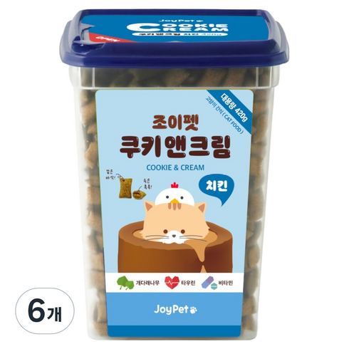 조이펫 고양이 쿠키 앤 크림 간식 메가박스, 6개, 420g, 치킨