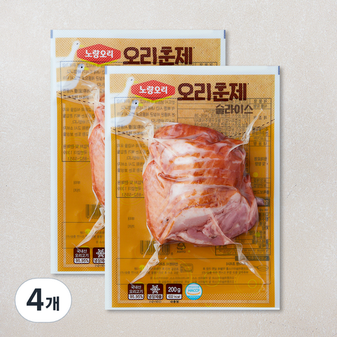 노랑오리 훈제 슬라이스, 200g, 4개