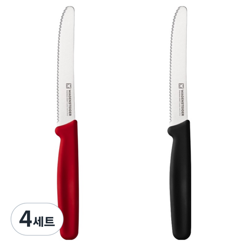 바겐슈타이거 스텐 톱니 과도 2종 세트, 레드, 블랙, 4세트