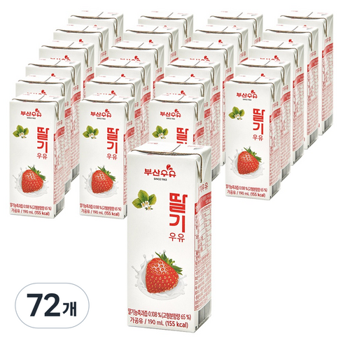 부산우유 멸균딸기우유, 190ml, 72개