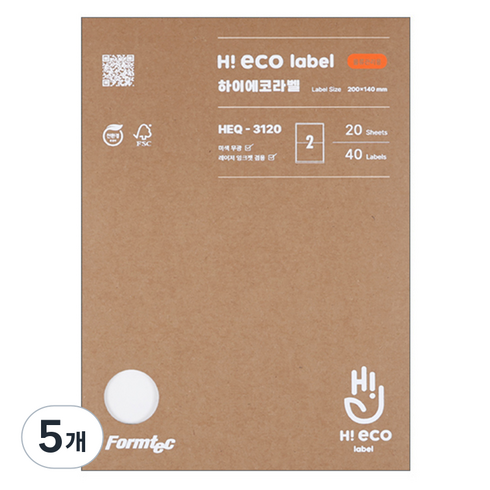 폼텍 하이에코 물류관리용 라벨지 HEQ-3120, 2칸, 100개