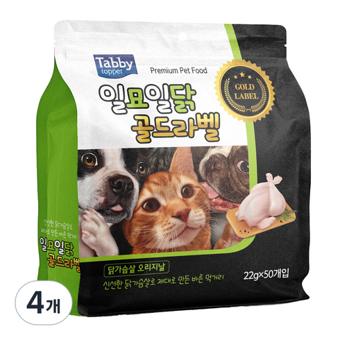 테비토퍼 고양이 일묘일닭 골드라벨 간식 50p, 닭가슴살, 1.1kg, 4개