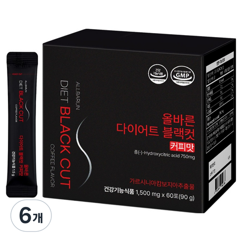 올바른건강식품 다이어트 블랙컷 커피맛 60p, 90g, 6개