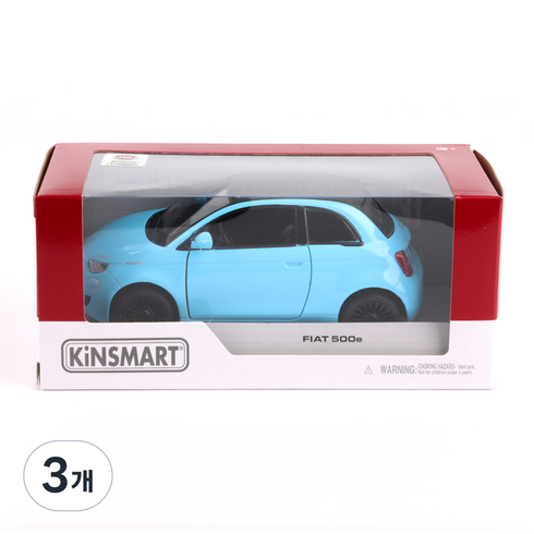 킨스마트 피아트 500E 파스텔 컬러 다이캐스트 KT5440Y, 블루, 3개