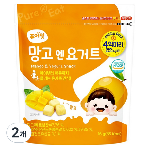 퓨어잇 망고엔요거트, 혼합맛(망고/요거트), 16g, 2개