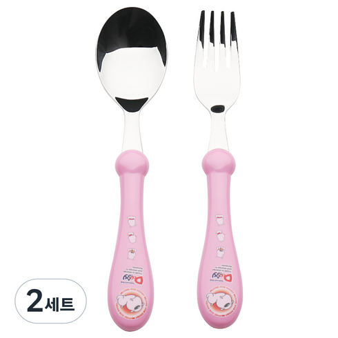 블룸엣홈 유아용 두기 스푼포크 세트, 핑크, 스푼 + 포크, 2세트