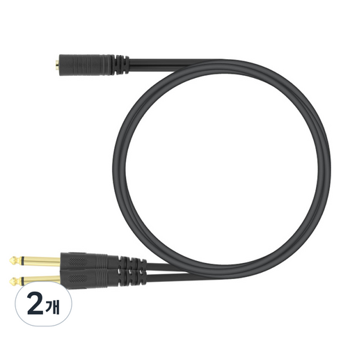 컴스 모노 분배 Y 케이블 AUX 3.5mm F to 6.35mm M x2, NA982, 2개