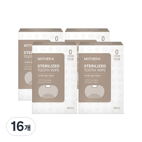 마더케이 멸균 구강티슈 30p, 120g, 30개입, 16개