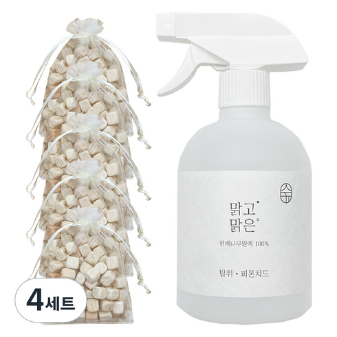 온다숲 맑고 맑은 편백 탈취 스프레이 500ml + 편백큐브 50g 5p 세트, 4세트