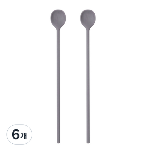 키친팩토리 파스텔 프리미엄 실리콘 머들러 롱티스푼, 허쉬코코아, 6개