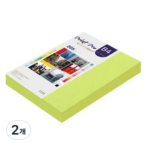 종이문화 프린트프로 두꺼운 칼라복사지 No.09 브라이트그린 205g 132p, B4, 2개