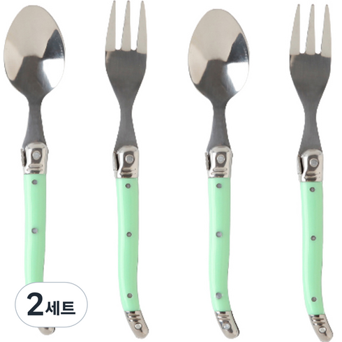 르리에 알비스 디저트 티타임 세트 그린, 티스푼 2p + 티포크 2p, 2세트