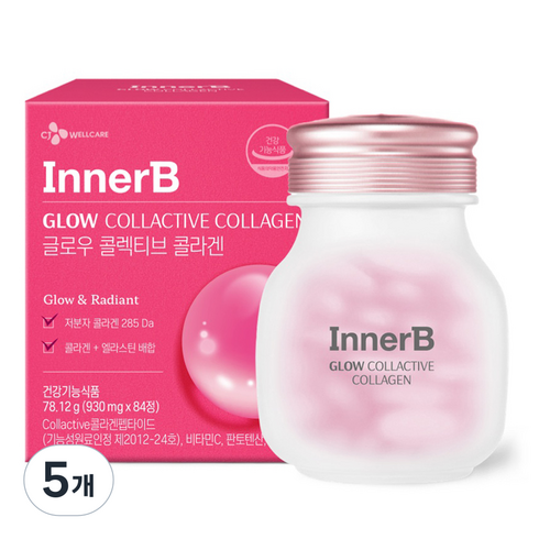 이너비 CJ 글로우 콜렉티브콜라겐 엘라스틴 285달톤 비타민C 78.12g, 84정, 5개