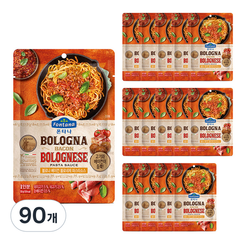폰타나 볼로냐 베이컨 볼로네제 파스타소스 파우치, 130g, 90개