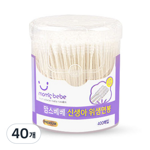 맘스베베 신생아 위생면봉, 400개입, 40개
