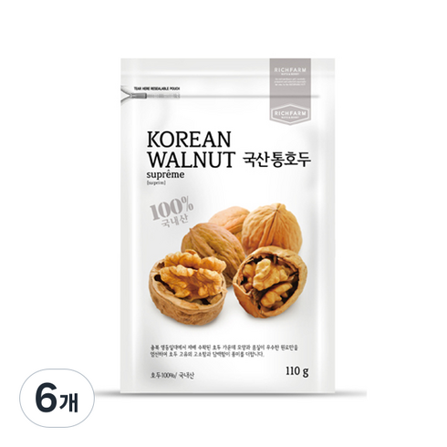 리치팜너트 통호두, 110g, 6개