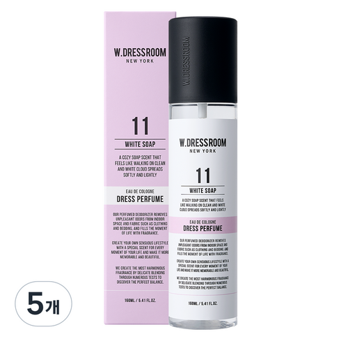 더블유드레스룸 드레스퍼퓸, 11번 화이트솝, 160ml, 5개