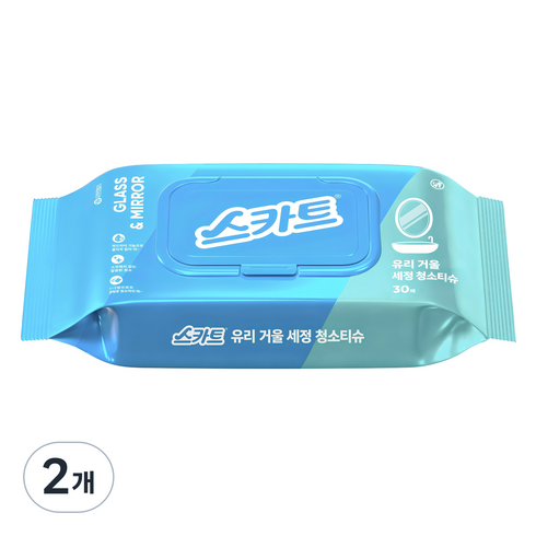 스카트 유리 거울 세정 청소티슈, 2개