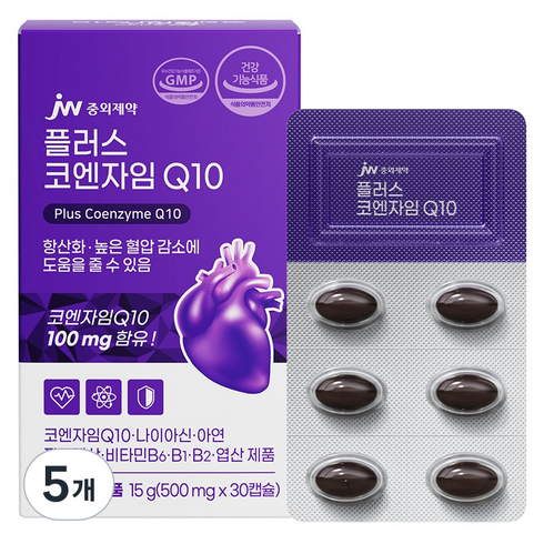 JW중외제약 플러스 코엔자임 Q10 15g, 30정, 5개